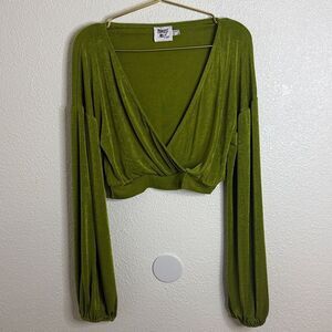 Princess Polly Lime Green Knit  crop Top- Size 6